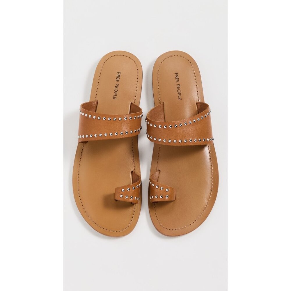 FREE PEOPLE  Amelie Tiny Stud Sandal in cognac slides size 9.5